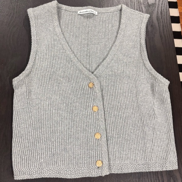 Abercrombie & Fitch Mara Gray Button-Up Sweater Vest - Picture 2 of 8